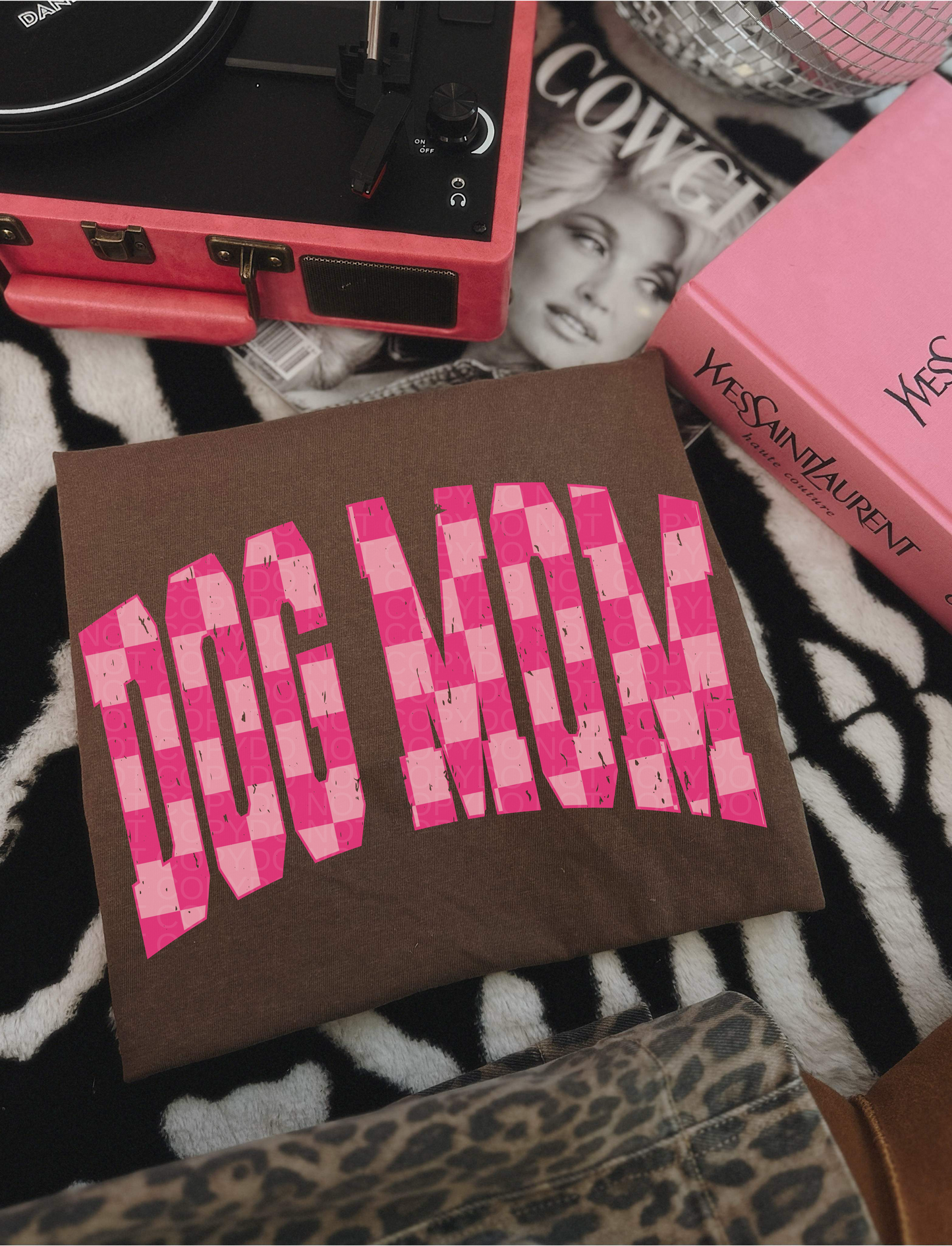 Cheeckered dog mom espresso- multiple styles