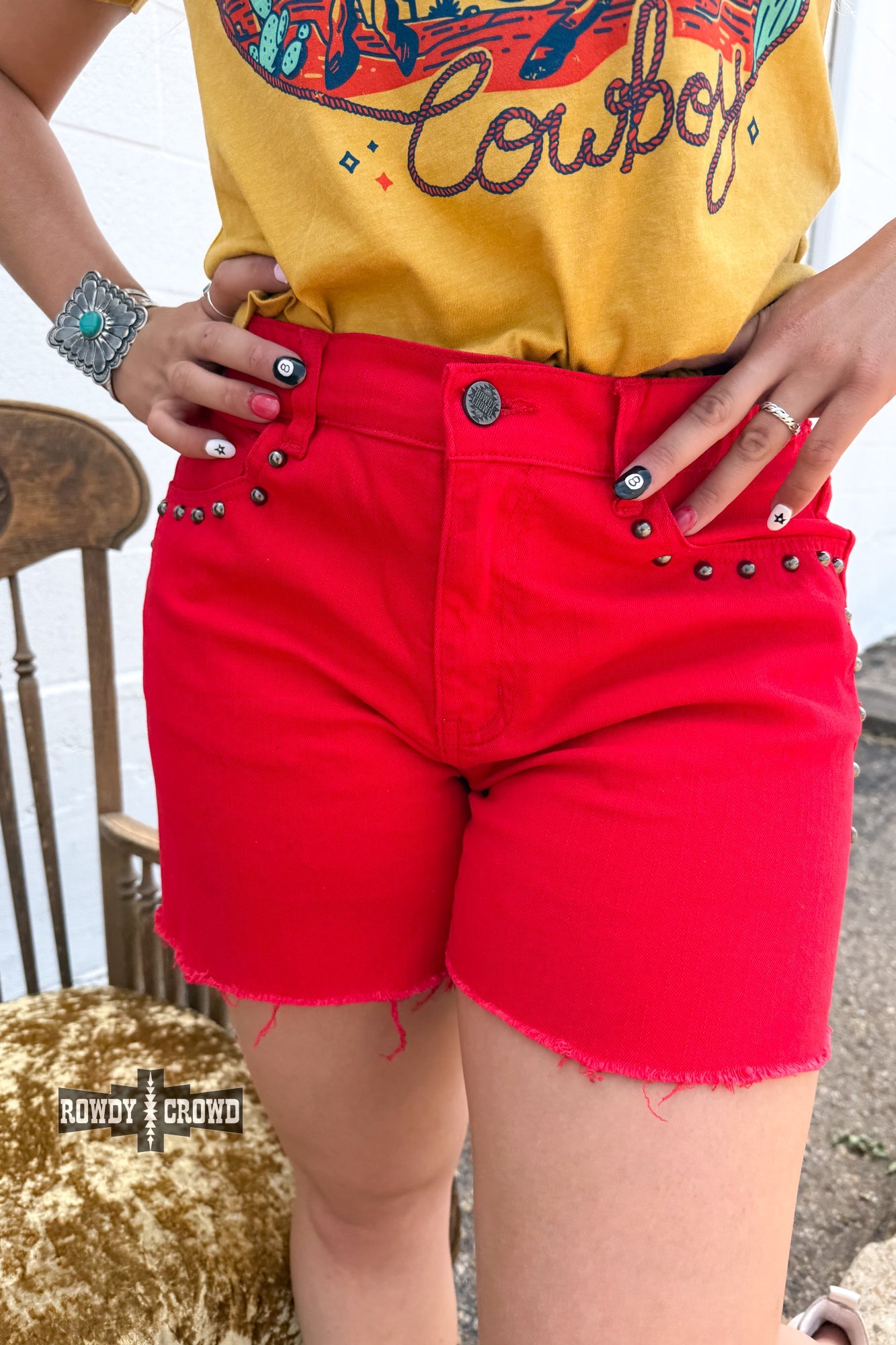 RED- Shenandoah Stud Shorts
