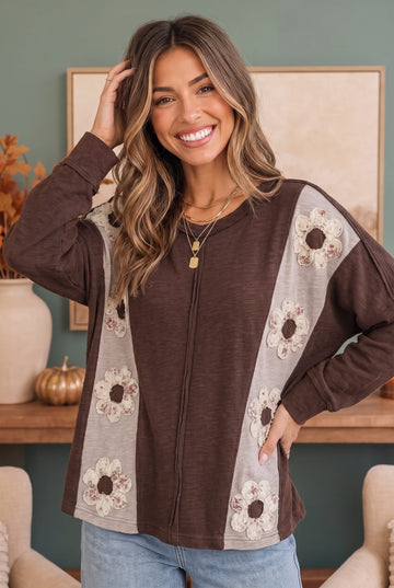 Darling Daisies Long Sleeve in Brown