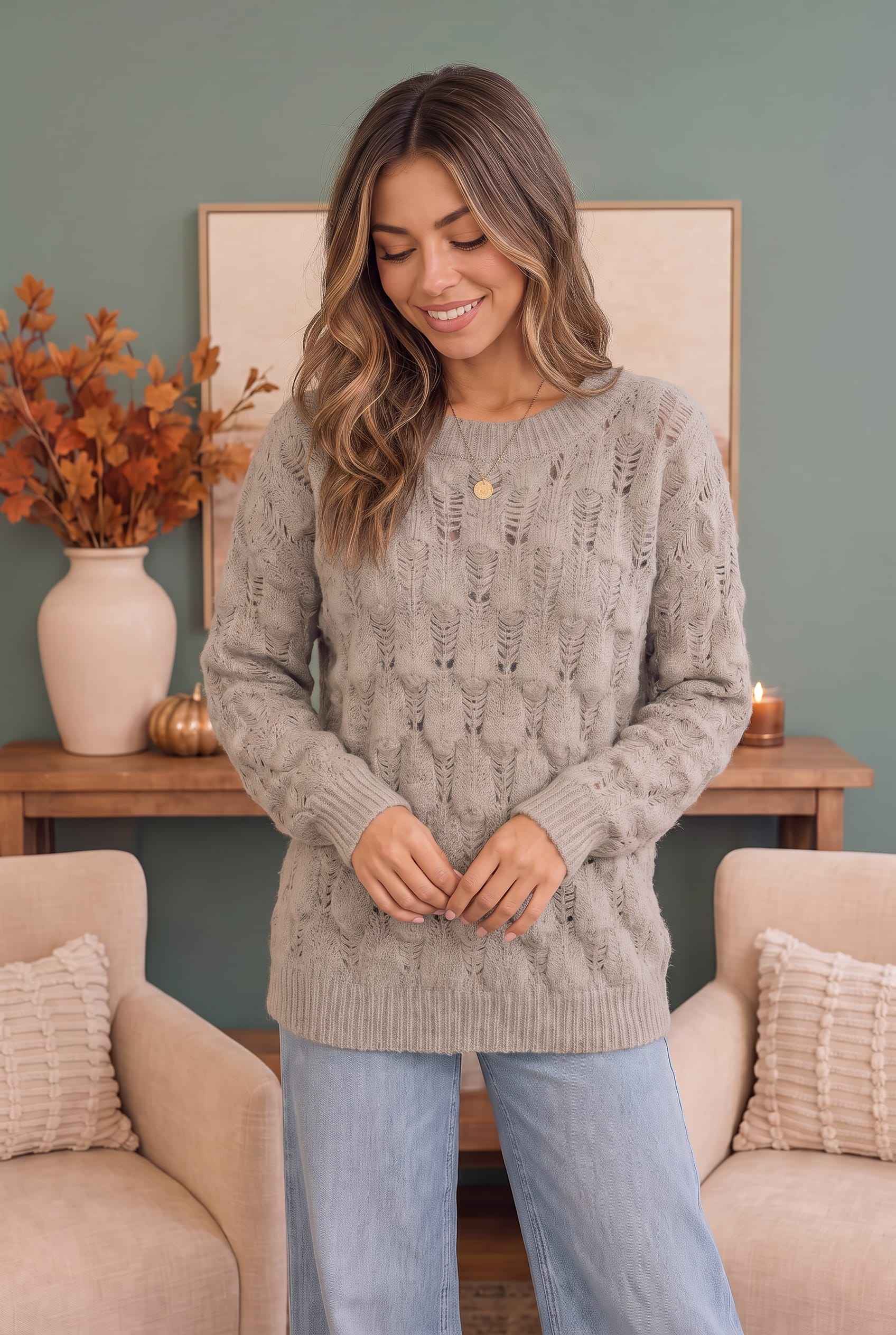 Family Dinner Pointelle Oversized Sweater