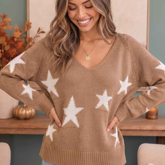 Reach For The Stars V Neck Sweater