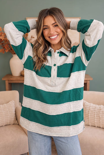 Boyfriend Striped Rugby Polo