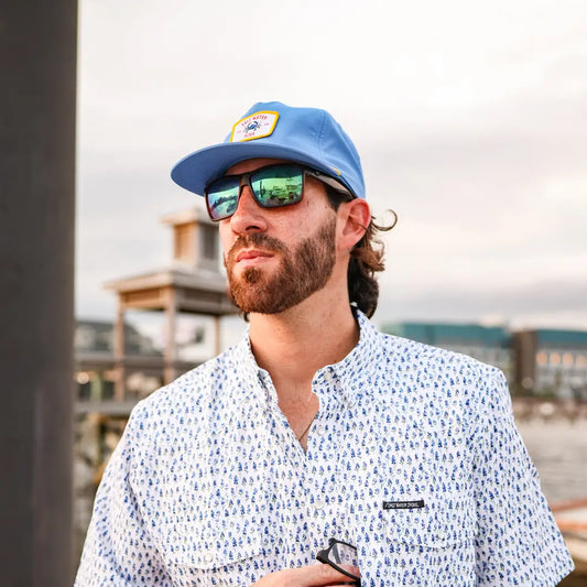 Blue Bonnet Pearl Snap Fishing Shirt