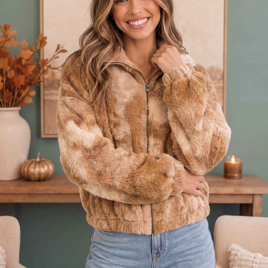 Homecoming Faux Fur Zip Up Jacket