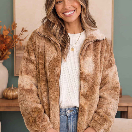 Homecoming Faux Fur Zip Up Jacket