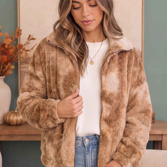 Homecoming Faux Fur Zip Up Jacket