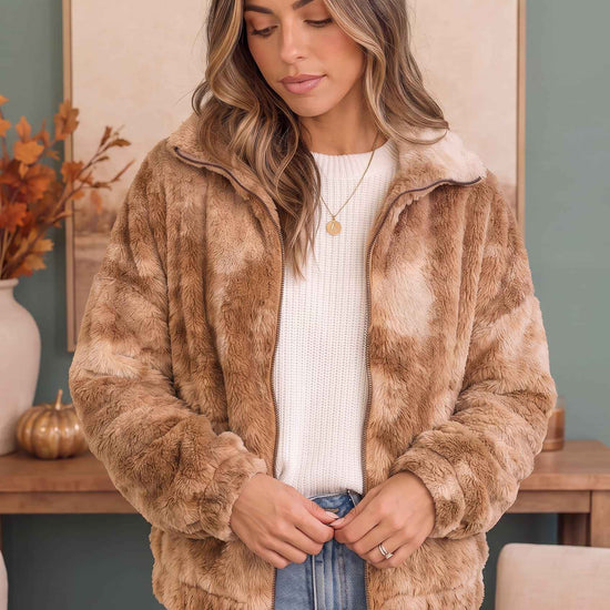 Homecoming Faux Fur Zip Up Jacket