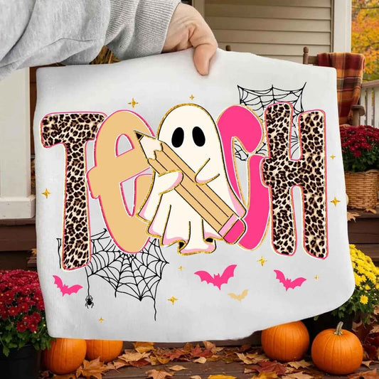 Pink & leopard teach with ghost tee or sweatshirt