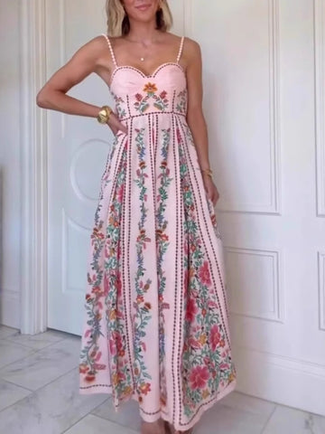 Floral Print Sweetheart Neck Cami Dress
