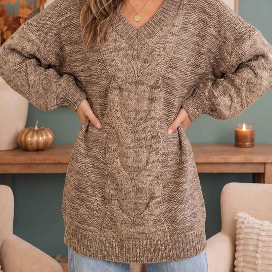 Friday Night Lights Cable Knit V-Neck Sweater