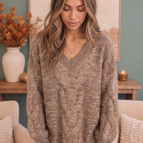 Friday Night Lights Cable Knit V-Neck Sweater