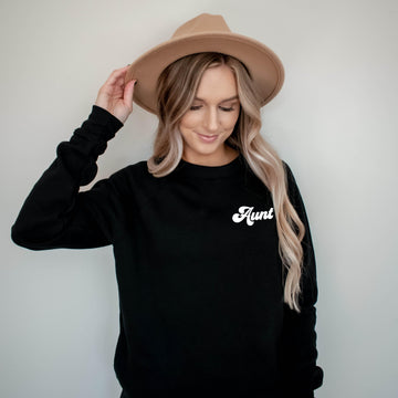 Aunt Groovy Sponge Fleece Crewneck Sweatshirt (Left Chest)