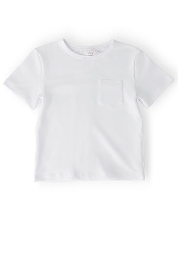Boys White S/S Pocket Tee