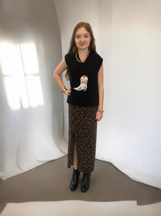 Floral Boot Sweater Vest