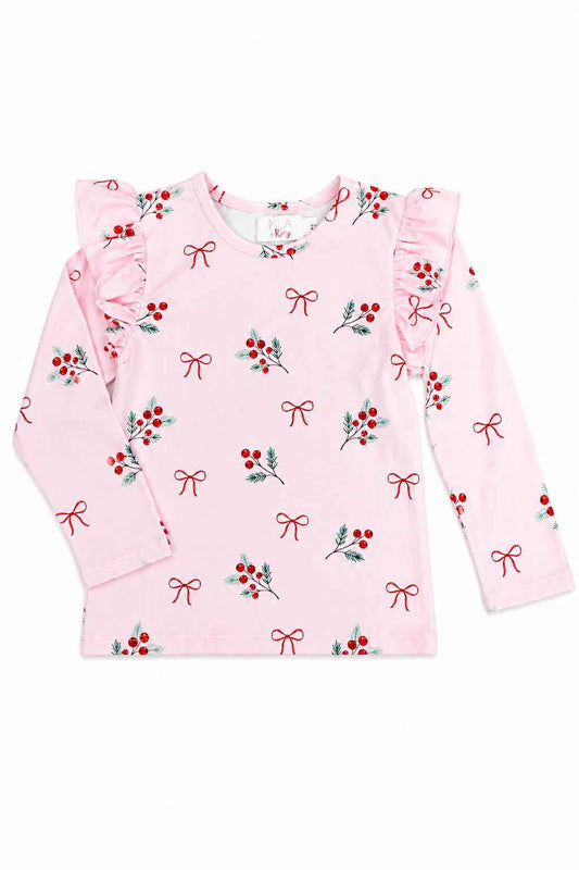 Winter Berries L/S Ruffle Tee