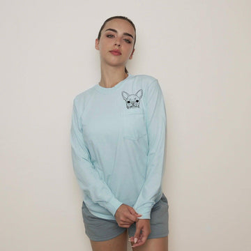 Chihuahua Dog Mom Pocket Comfort Colors Long Sleeve Shirt