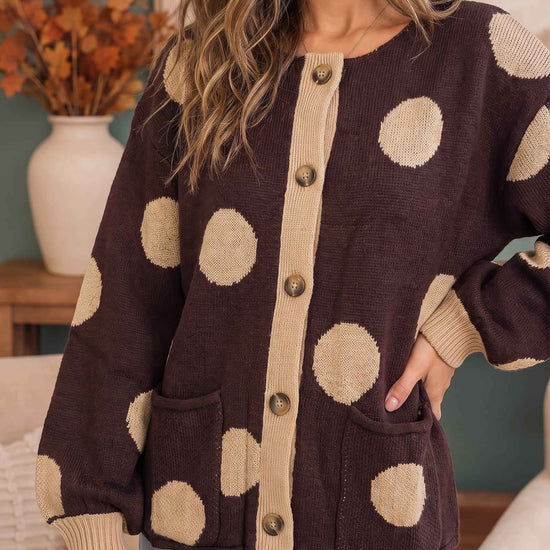 Dotty For You Chocolate Polka Dot Knit Cardigan