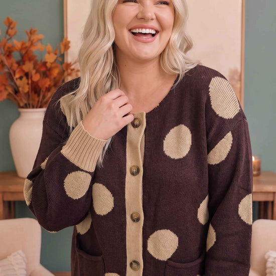 Dotty For You Chocolate Polka Dot Knit Cardigan