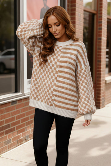 Cozy Crossroads Taupe Sweater