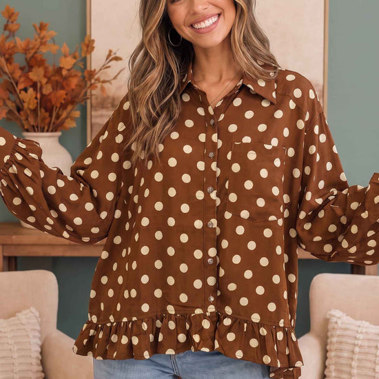 Spotted in Style Polka Dot Ruffle Blouse