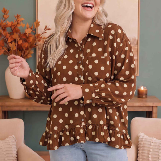 Spotted in Style Polka Dot Ruffle Blouse