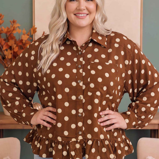 Spotted in Style Polka Dot Ruffle Blouse