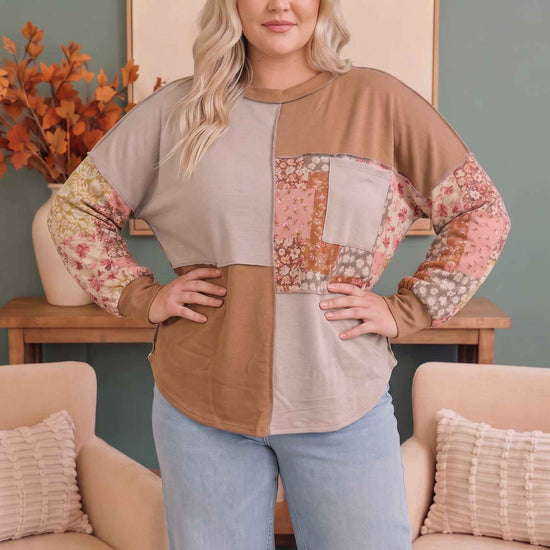 Neapolitan Patchwork Floral Colorblock Pullover