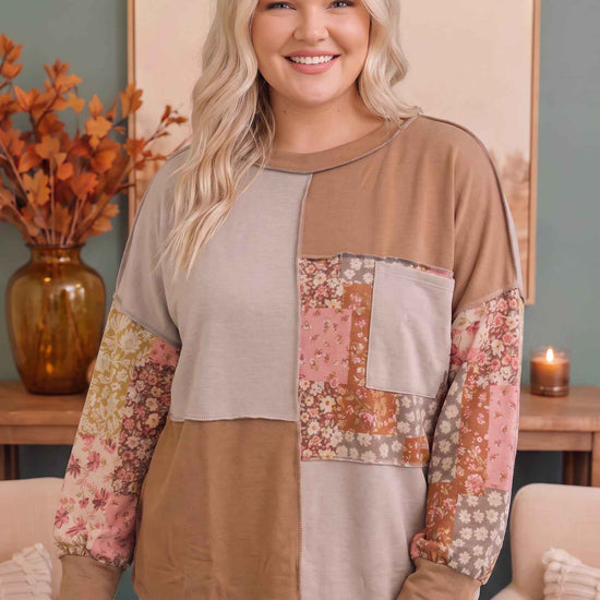 Neapolitan Patchwork Floral Colorblock Pullover