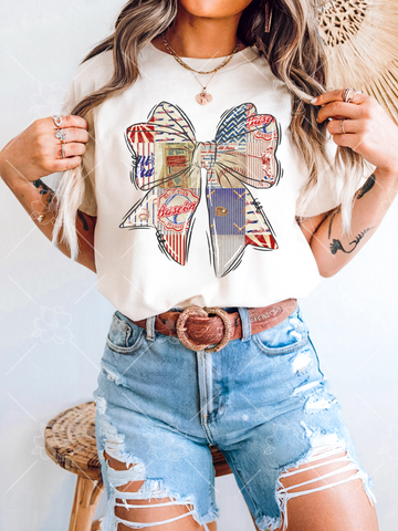 Baseball Collage Bow -  Multiple Styles