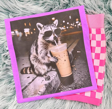 Raccoon With Coffee DTF Deal - Comfort Colors