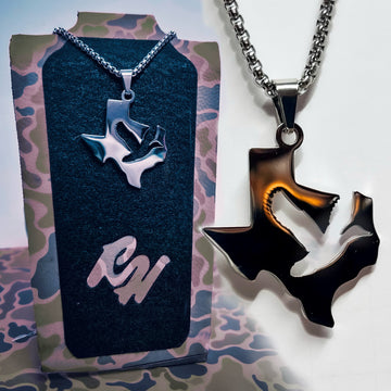 Texas Duck- Stainless Steel Necklace and Pendant States Series