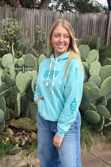 Turquoise Bali Boot Stitch Hoodie