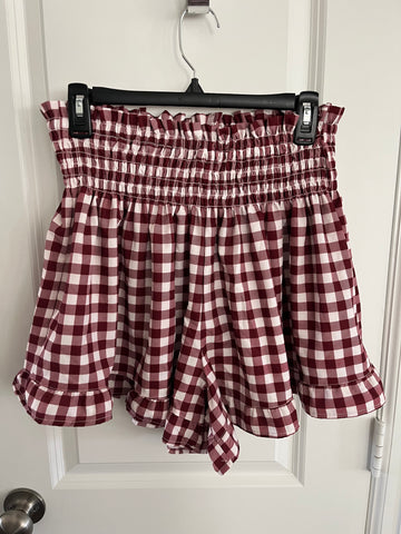 Maroon Gingham Shorts