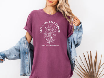 Keep growing Inspirational Christian Botanical Plant Nature Garment Dyed T Shirt