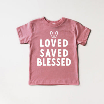Loved Saved Blessed Organic Cotton Baby And Kids Tee