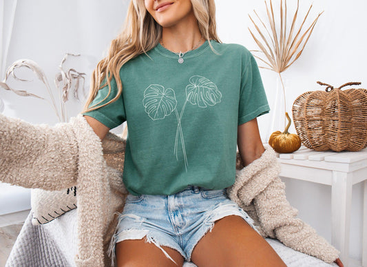 Monstera botanical Comfort Colors T Shirt (Monstera 2 leaves)