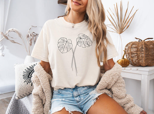 Monstera botanical Comfort Colors T Shirt (Monstera 2 leaves)
