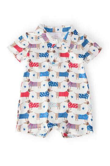 Patriotic Pups Polo Shorty One-Piece