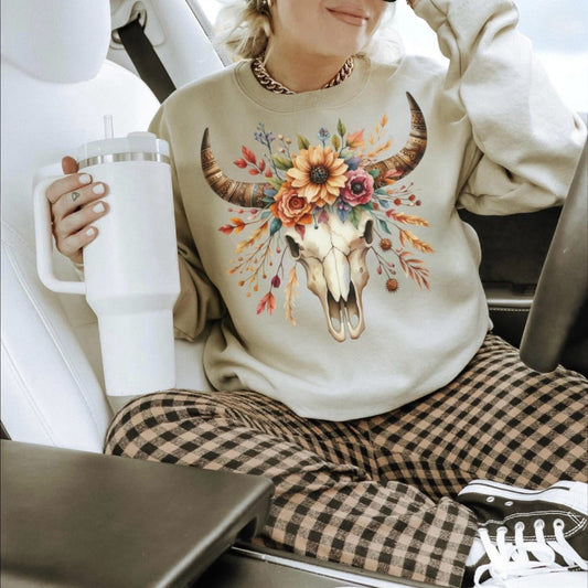 FALL VIBES SKULL SWEATSHIRT