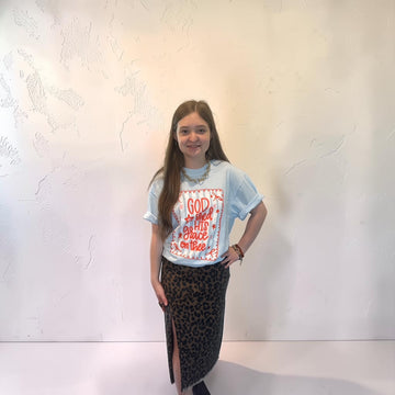 Cheetah Print Denim Skirt