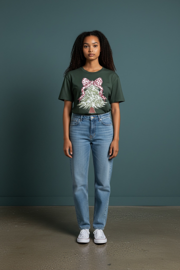 Floral Print Christmas Tree Tee