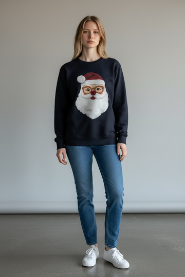 Christmas Sweater with Crochet Santa Face