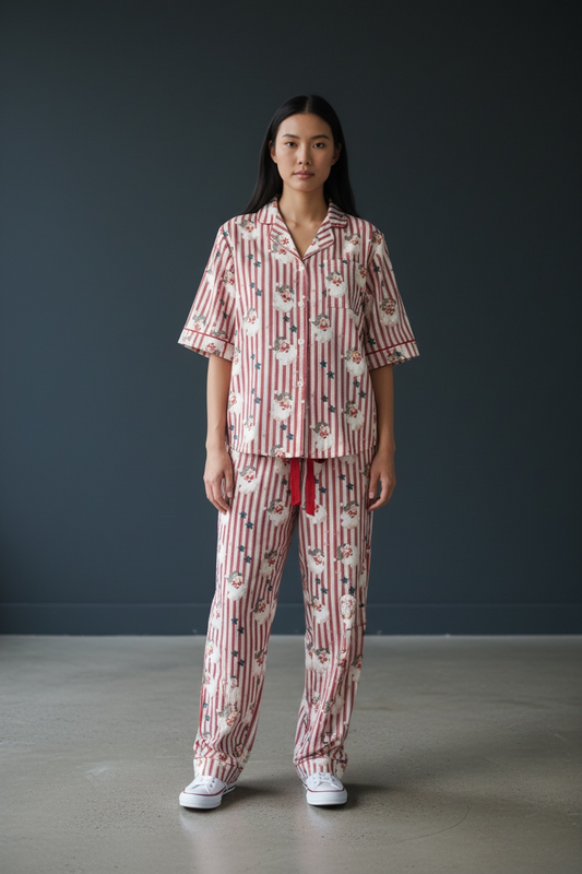 Santa Face Christmas Two-Piece Pajamas Set