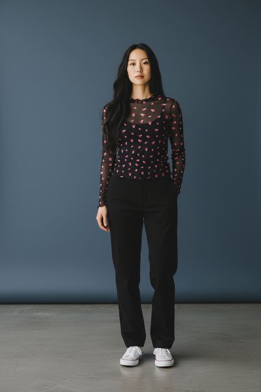 Candy Corn Black Mesh Seasonal Top