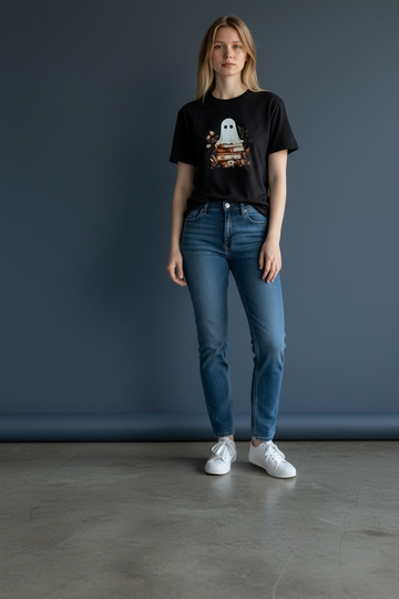 Ghost with Books Halloween T-Shirt