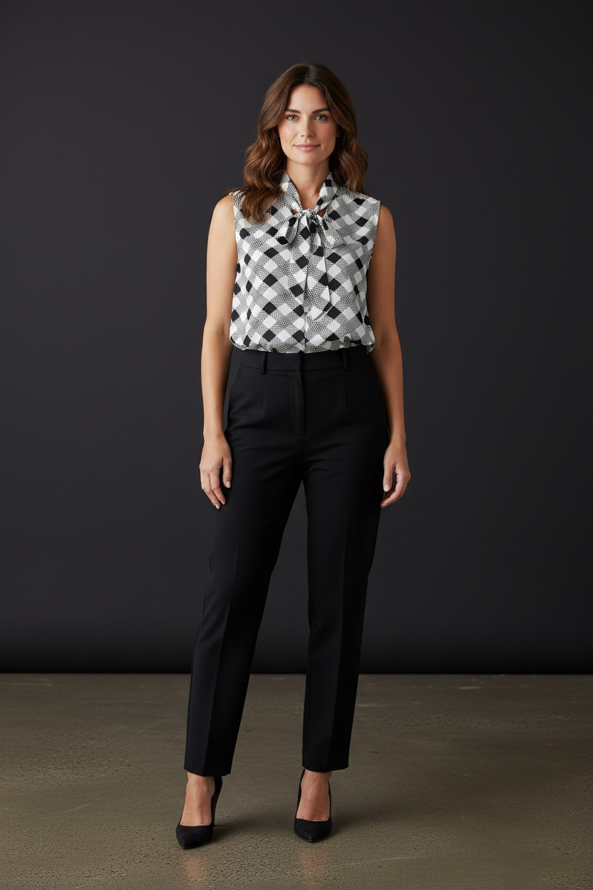 Business & Casual Ribbon Blouses In Pink & Black