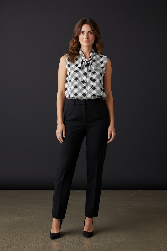 Business & Casual Ribbon Blouses In Pink & Black
