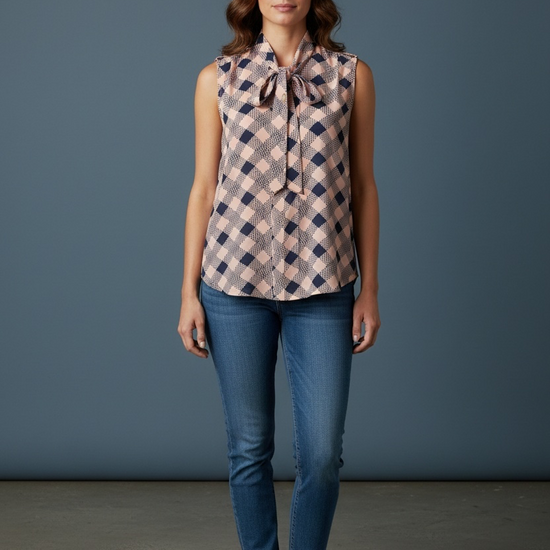 Business & Casual Ribbon Blouses In Pink & Black