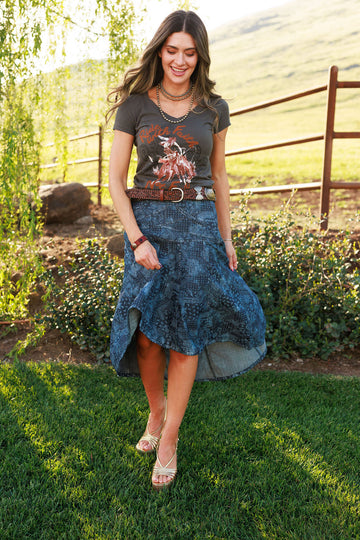 Denim Rose Skirt