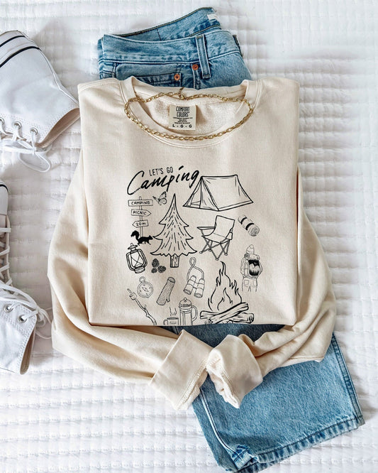 Sketched Mountain Nature Comfort Colors Garment-Dyed Sweatshirt – Camping & Hiking Outdoor Graphic